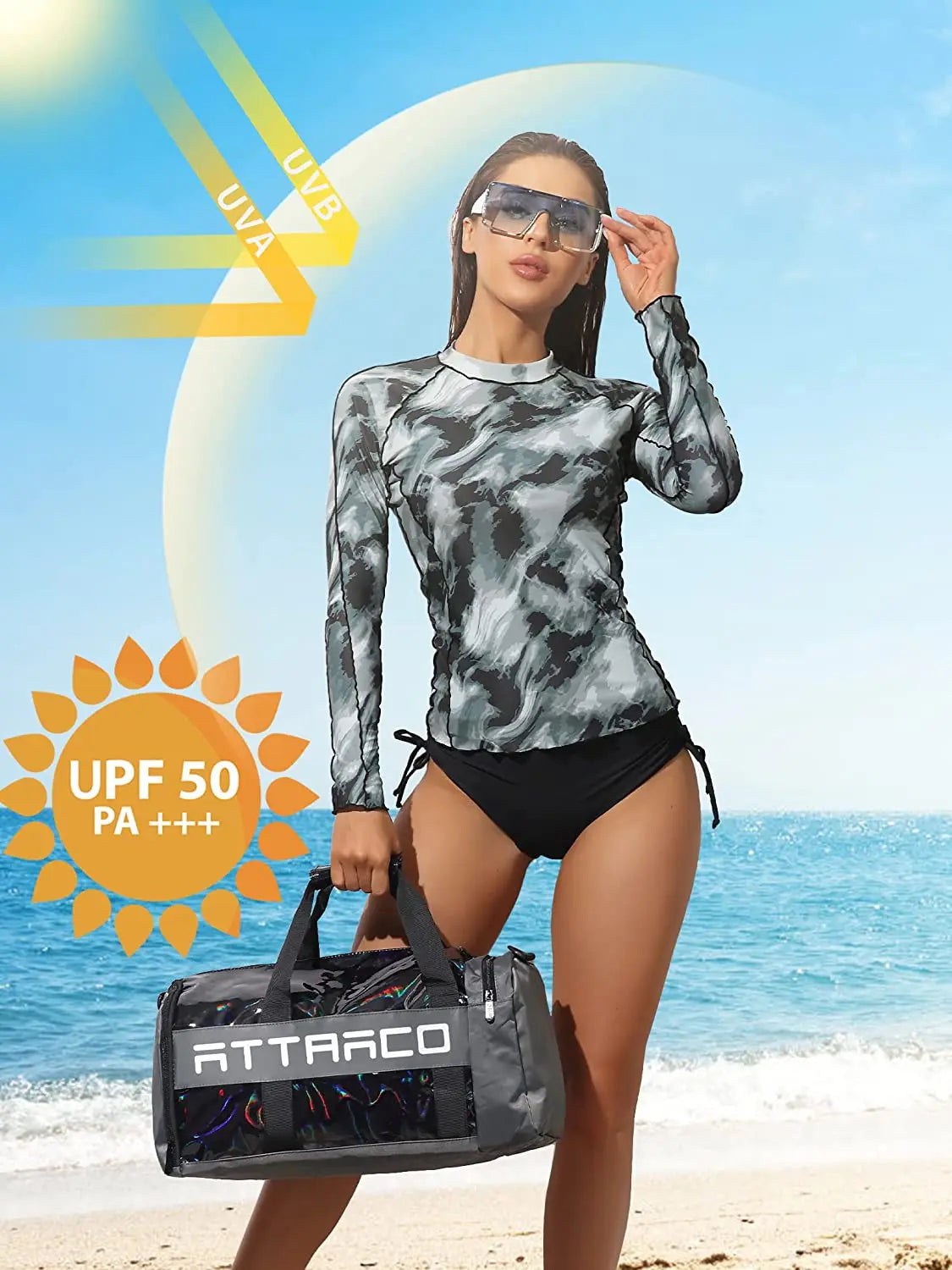 Women's Long Sleeve Rash Guard Shirts Swimwear Rash Guard Top Surf Top Tie Dye Printing Close-fitting Shirt UPF 50+ Top - The Clothing Company Sydney