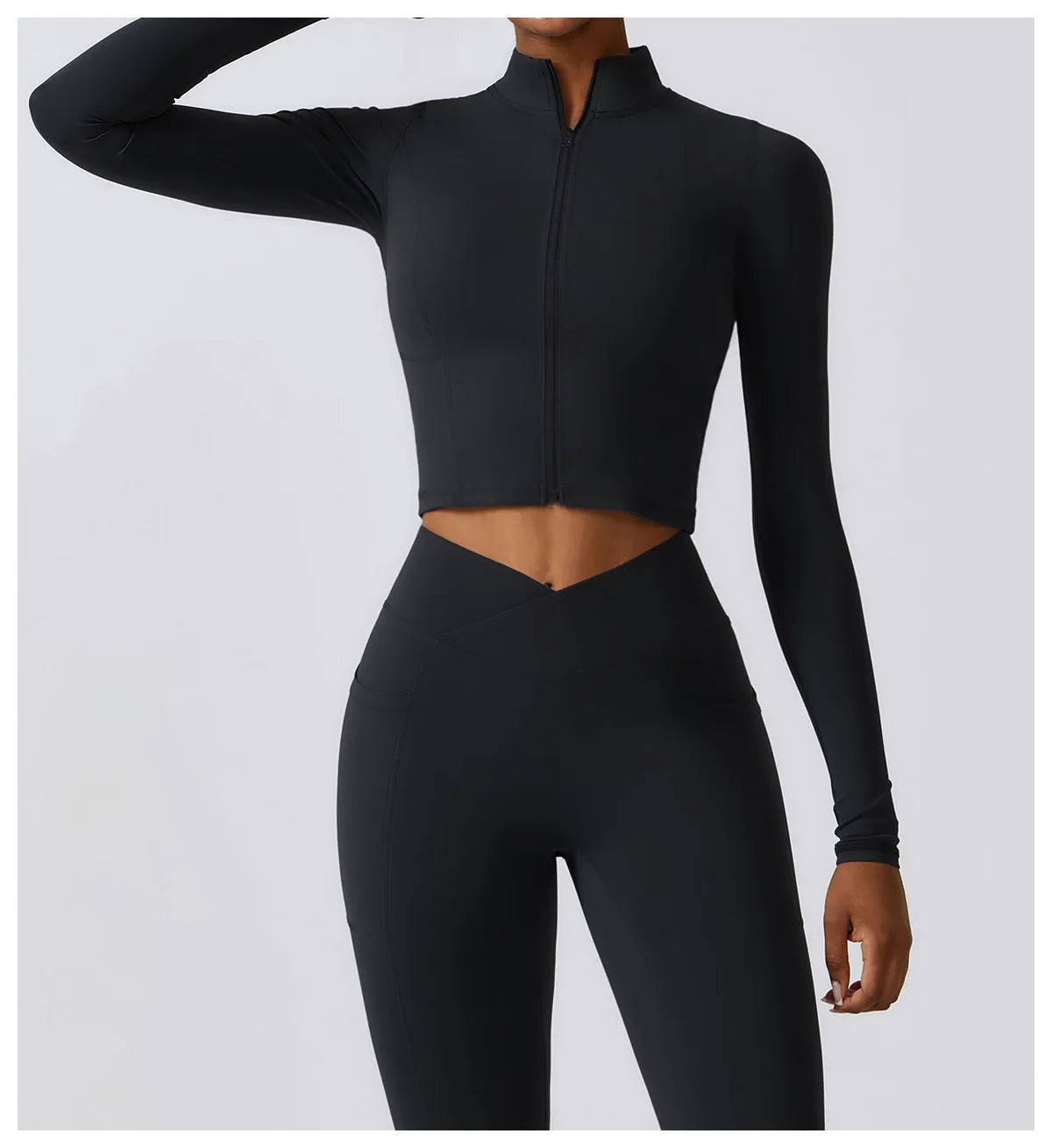 Women's High Elastic Crop Top Spandex Long Sleeve Yoga Shirts Sportswear Yoga Jacket Workout Gym Clothing Sports Clothes The Clothing Company Sydney