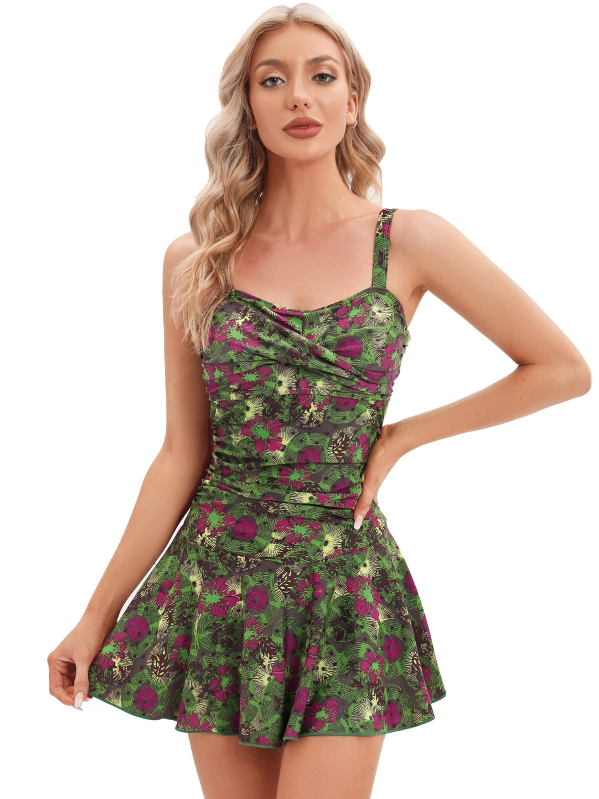 Women's Plus-Size Flower Printing Shaping Body One Piece Swim Dresses Swimsuit The Clothing Company Sydney