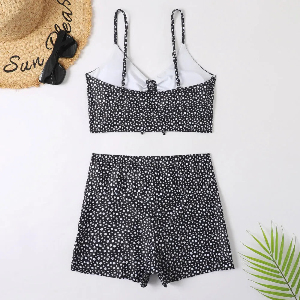 2 Piece High Waist Bikini Swimsuit Women Push Up Bikini Floral Swimsuit Print Swimwear Swim Trunks Bathing Suit - The Clothing Company Sydney