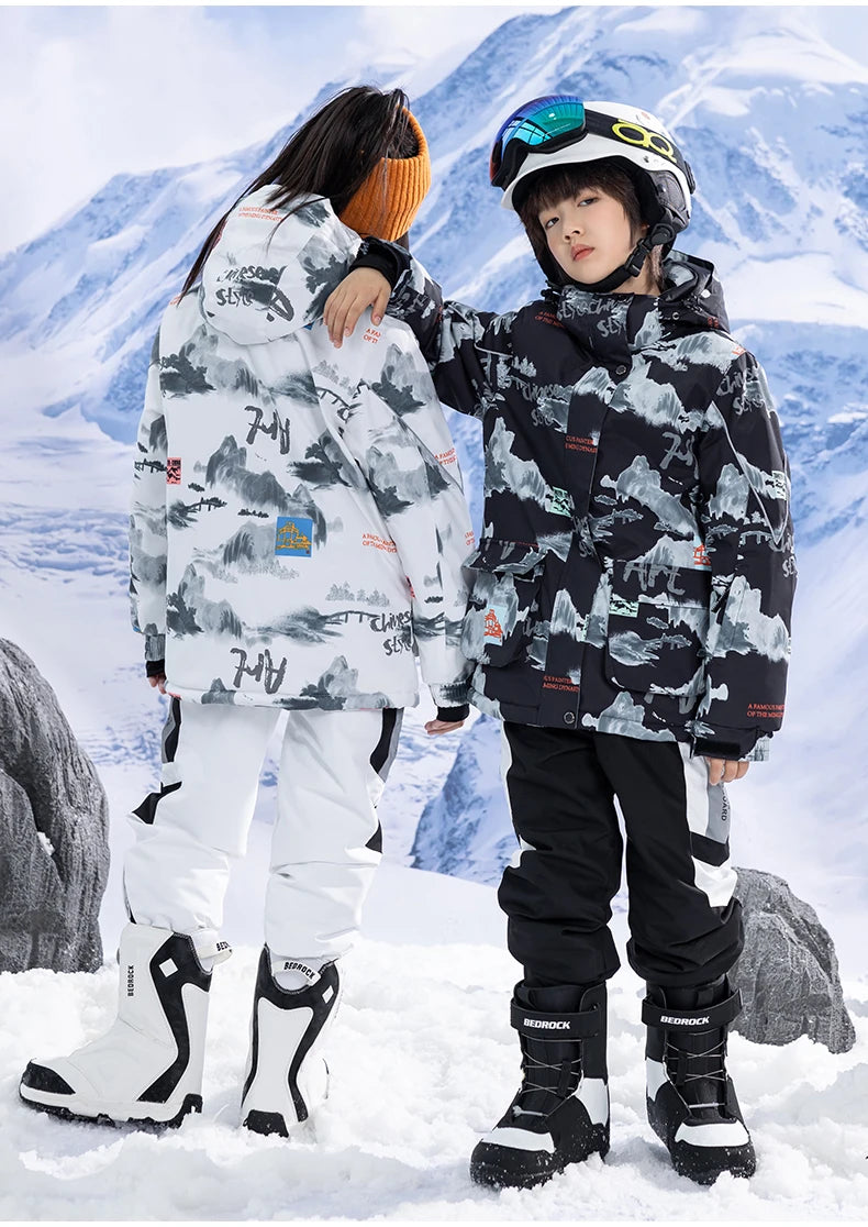 Children's Snow Suit Outfit Wear Outdoor Waterproof Windproof Warm Costume Winter Snowboarding Ski Jacket and Strap Pant Boys and Girls The Clothing Company Sydney