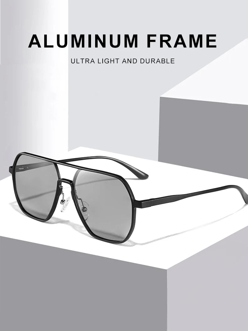 Fashion Aluminum Photochromic Sunglasses Men Women Polarised Sun Glasses Chameleon Anti-glare Driving Sunglasses - The Clothing Company Sydney