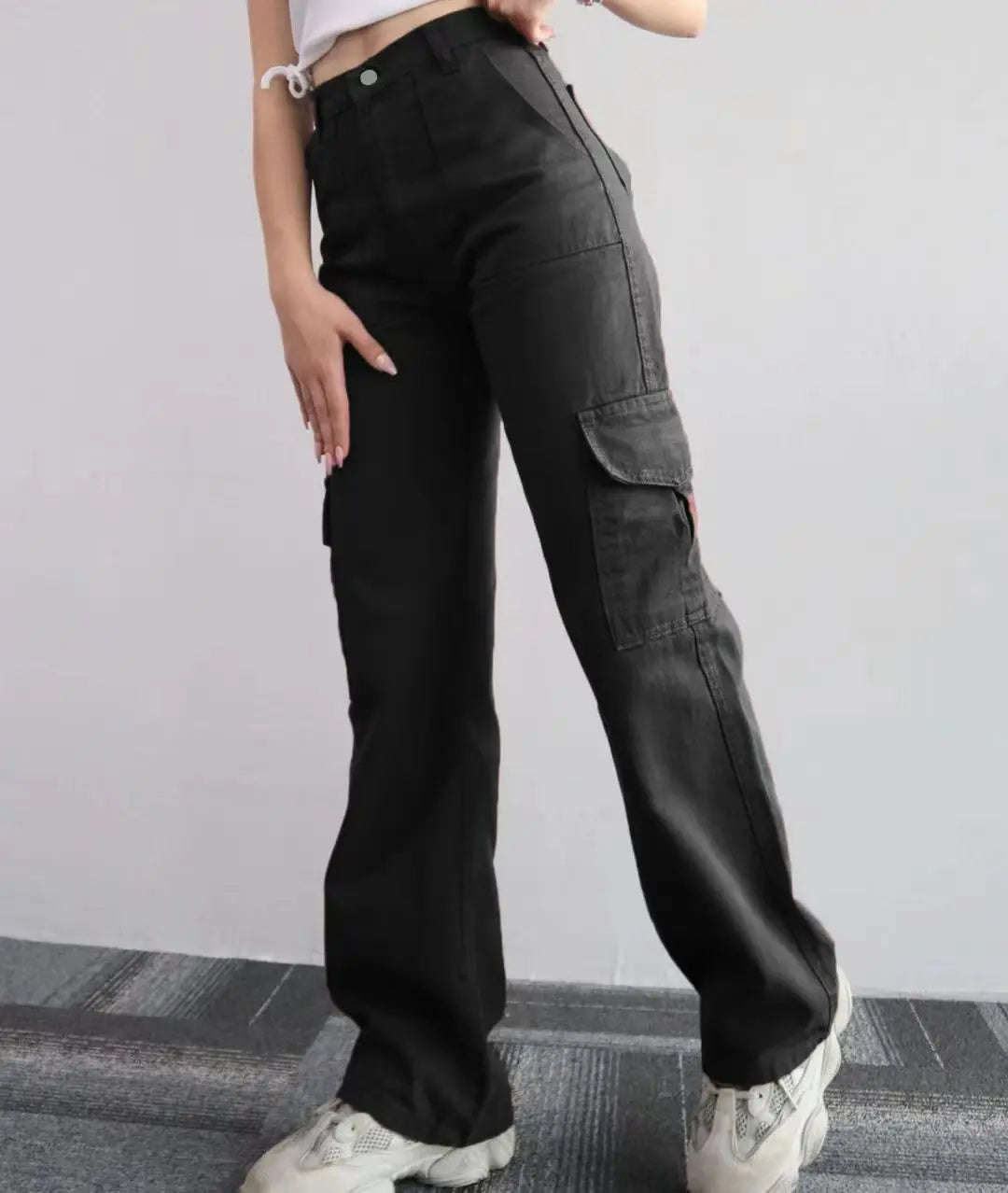 Y2K Women Vintage Cargo Pants Streetwear Parachute Pants Beige Sweatpants Wide Leg Joggers Trousers The Clothing Company Sydney
