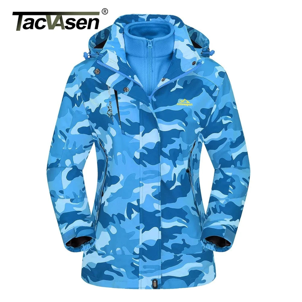 3 in 1 Fleece Lining Jackets Women's Winter Ski Snowboard Jacket Hooded Coats Windproof Water Resistance Hiking Parka - The Clothing Company Sydney