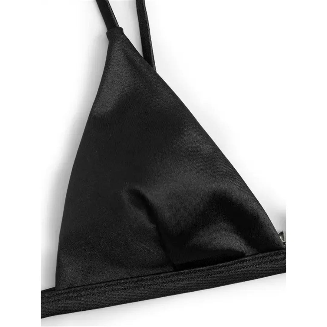 Side Tie Satin High Leg Cut Brazilian Bikini Swimwear Swimsuit Two piece Bikini set Bather Bathing Suit - The Clothing Company Sydney