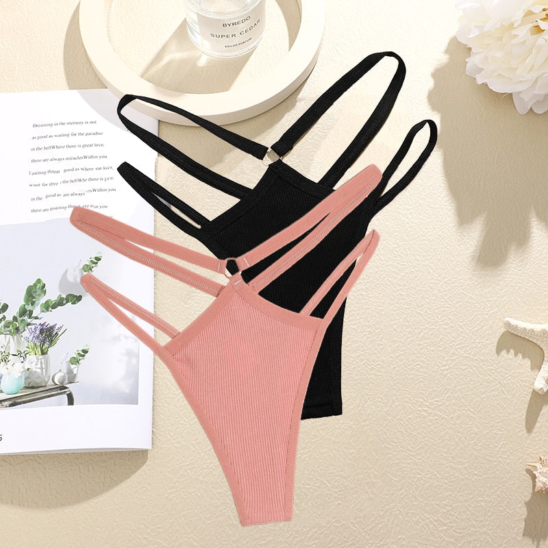 2 Piece Set Thongs Hollow Out G-String Low Waist Seamless Women's Panties Cotton Crotch Underwear Comfort Lingerie The Clothing Company Sydney