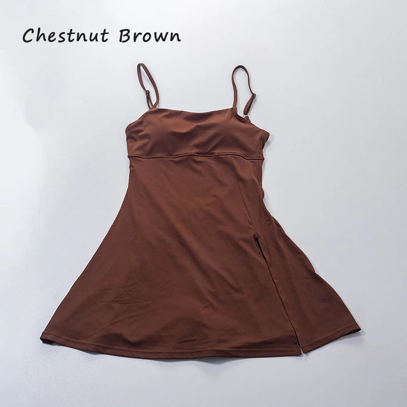 Women's Sports Tennis Dress Removable chest cushion Breathable Outdoor Yoga Tennis Skirt Dress - The Clothing Company Sydney