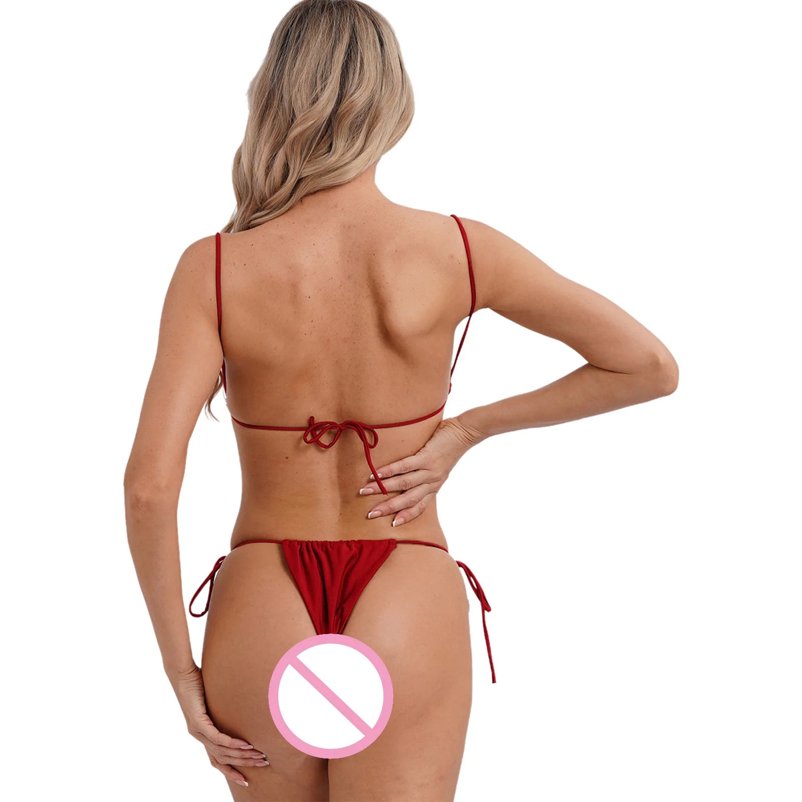 Womens Bikini Set Bathing Suit Pad Free Bra Top with High Cut Thong Briefs Side Tie Tying 2 Piece Swimwear Pool Beach Wear - The Clothing Company Sydney