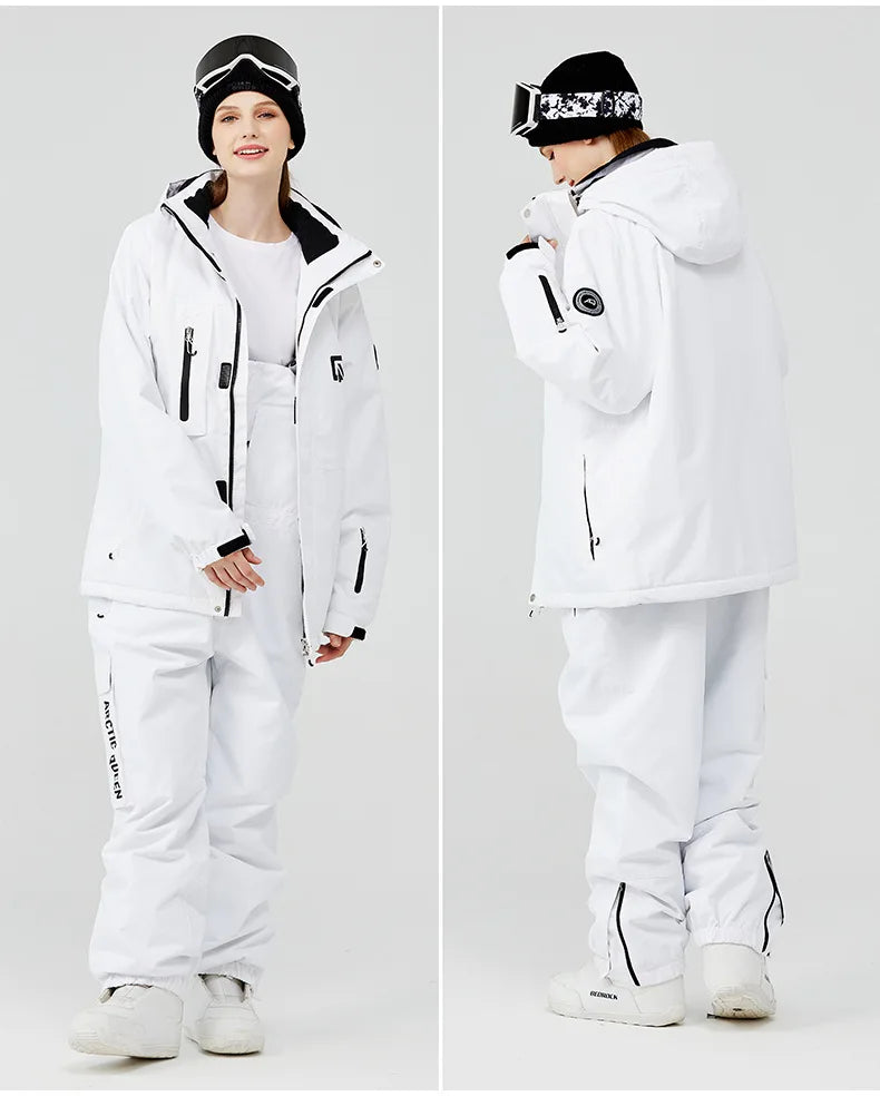 2 Piece Ski Sets for Women Ski Jackets and Pants Men Snowsuit Snowboard Coat Outfits Warm Hooded Waterproof Windproof Matching Set - The Clothing Company Sydney