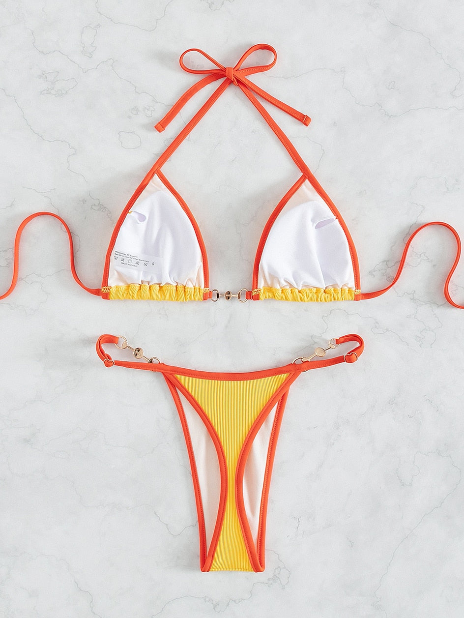 Two 2 Piece Chain Micro Bikini Swimsuit Female Swimwear Thong Bikinis Set Brazilian Bathing Suits Beach Wear Bather Set The Clothing Company Sydney