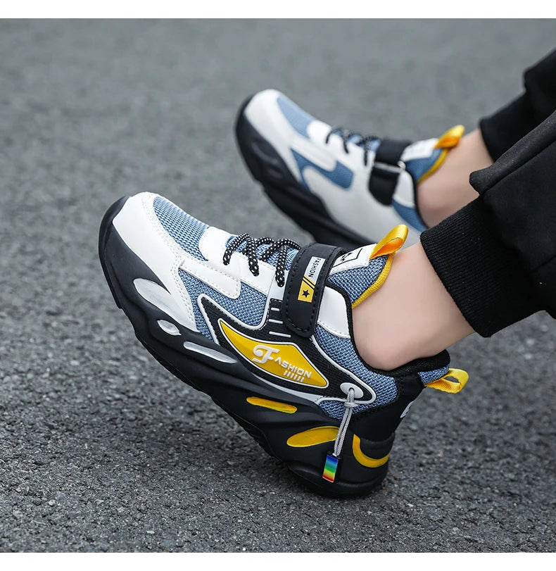 Boys’ Breathable Mesh Sneakers – Non-Slip Lightweight Kids Sports Shoes with Hook & Loop Closure (Ages 7–13) The Clothing Company Sydney