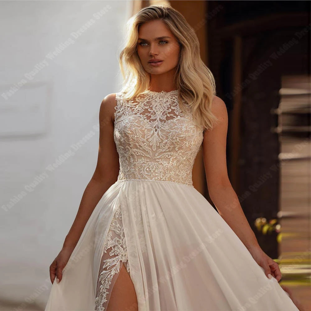 Elegant Halter Sleeveless Women Wedding Dresses A-Line Bridal Gowns The Clothing Company Sydney