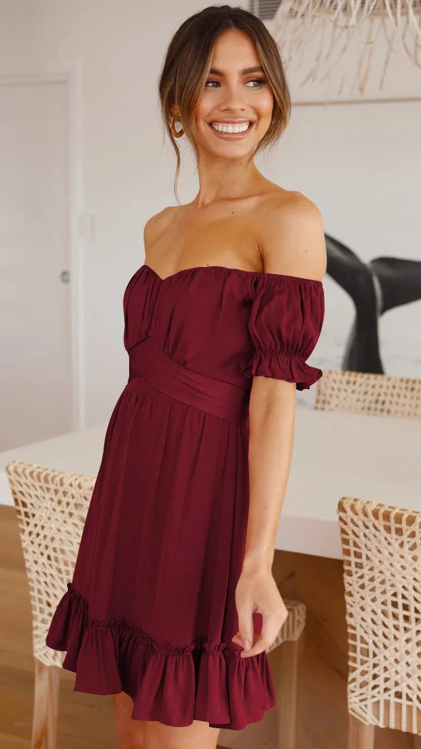 Summer Sundersses White Short Sleeve Ruffles Lace Up Folds Mini Dresses Bohemian Party Beach Dress - The Clothing Company Sydney