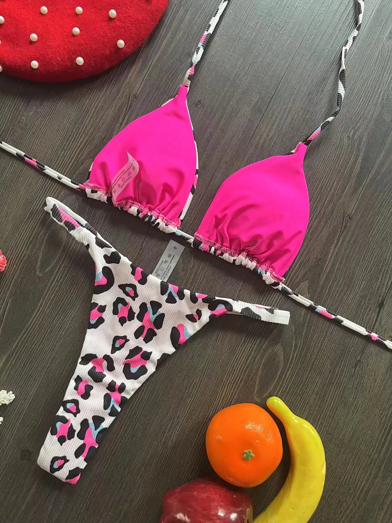 Swimwear Cherry Print Thong Bikini Set Thong Swimsuit Two Piece Bathing Suit Beach Wear The Clothing Company Sydney