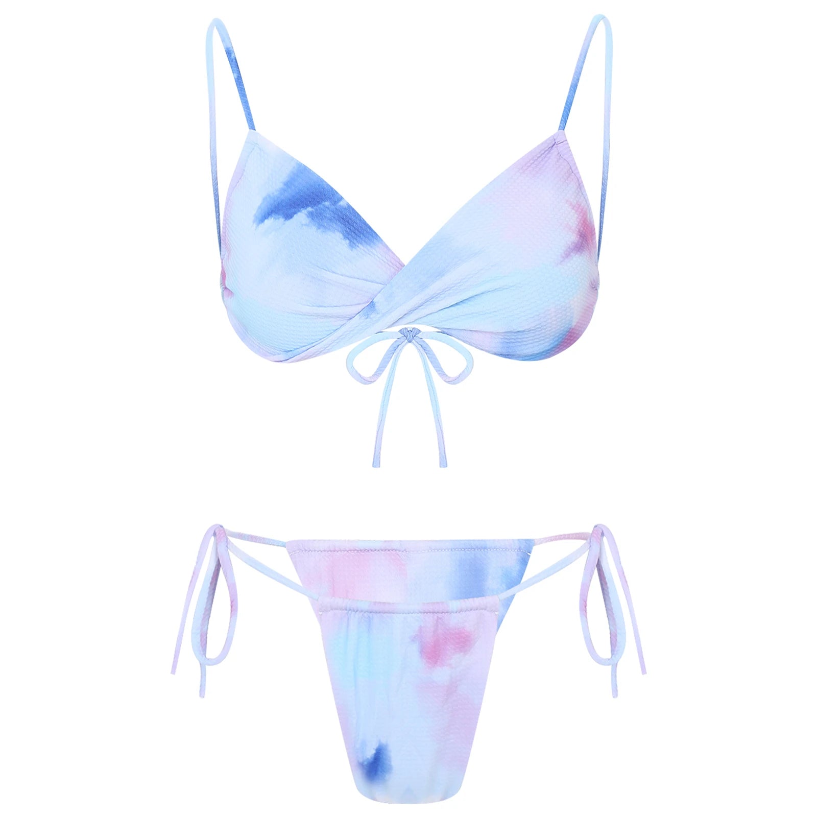 Womens Bikini Set Bathing Suit Pad Free Bra Top with High Cut Thong Briefs Side Tie Tying 2 Piece Swimwear Pool Beach Wear - The Clothing Company Sydney