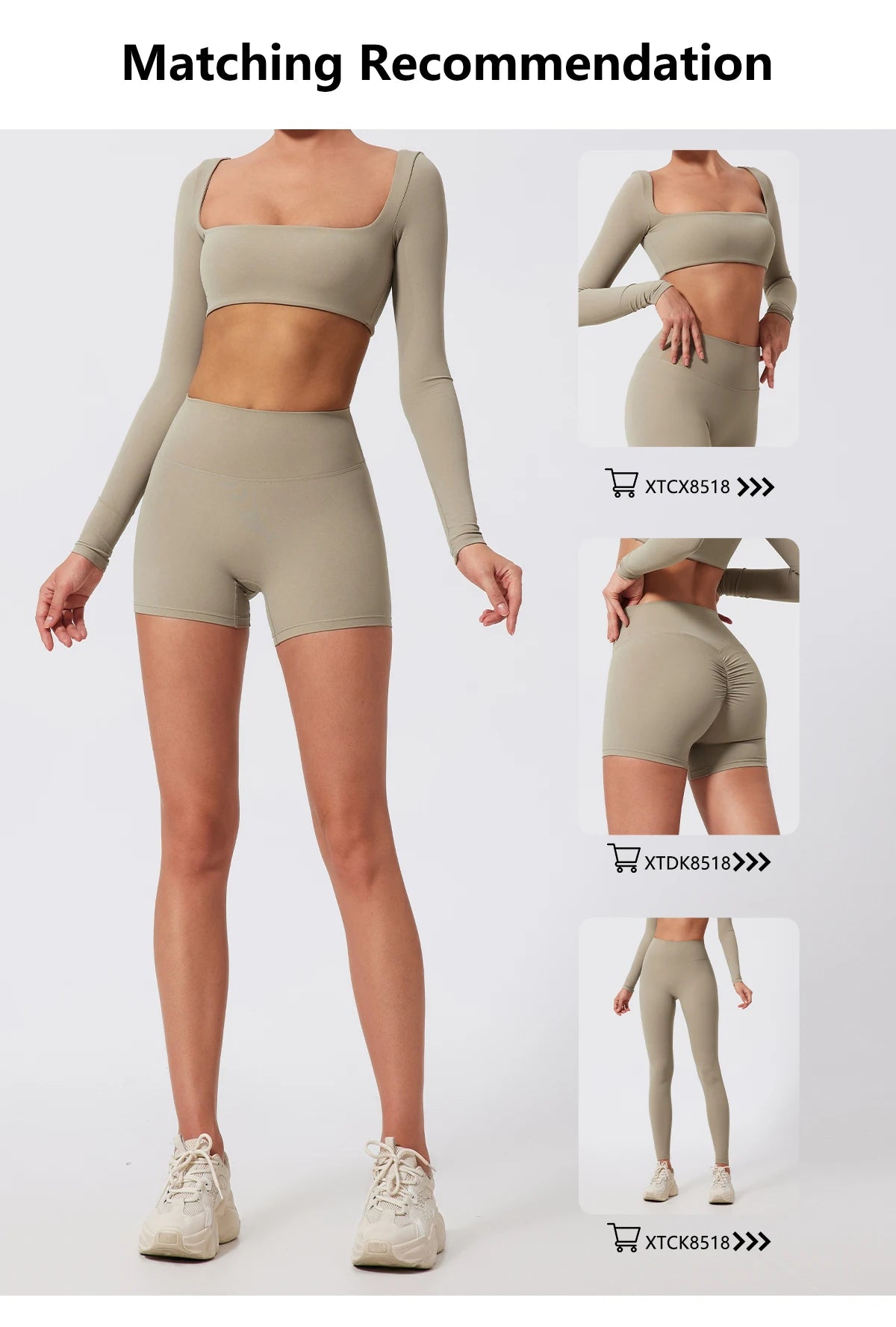 2 Piece Long Sleeve Gym Set Women Yoga Clothes Quick-Drying Sportswear Running Leggings Workout Sports Crop Top Shorts