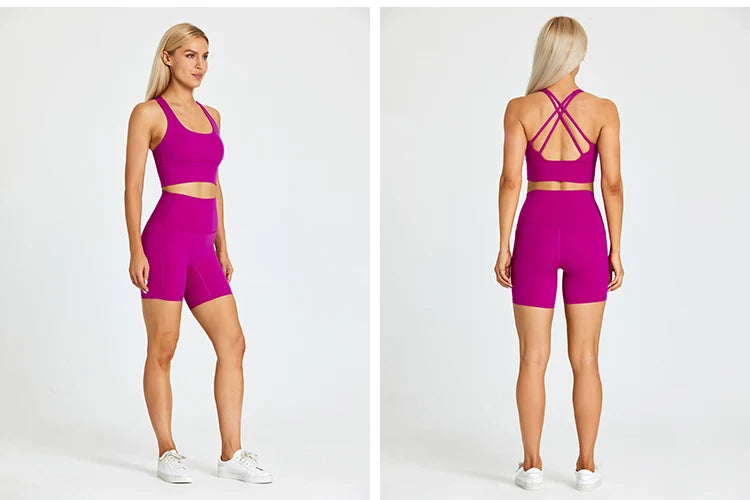 Yoga Shorts Set Women Fitness Suit 2 Piece Sports Gym Wear Workout Clothes Running Sportswear Sport Outfit The Clothing Company Sydney