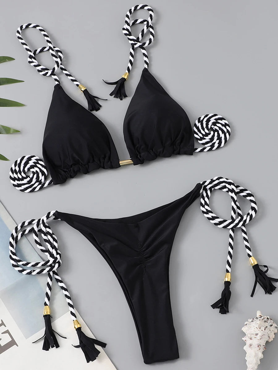 2 Piece Triangle String Bikini Swimsuit Tie Side Thong Swimwear Female Bathing Swimming Suit Summer Beachwear The Clothing Company Sydney