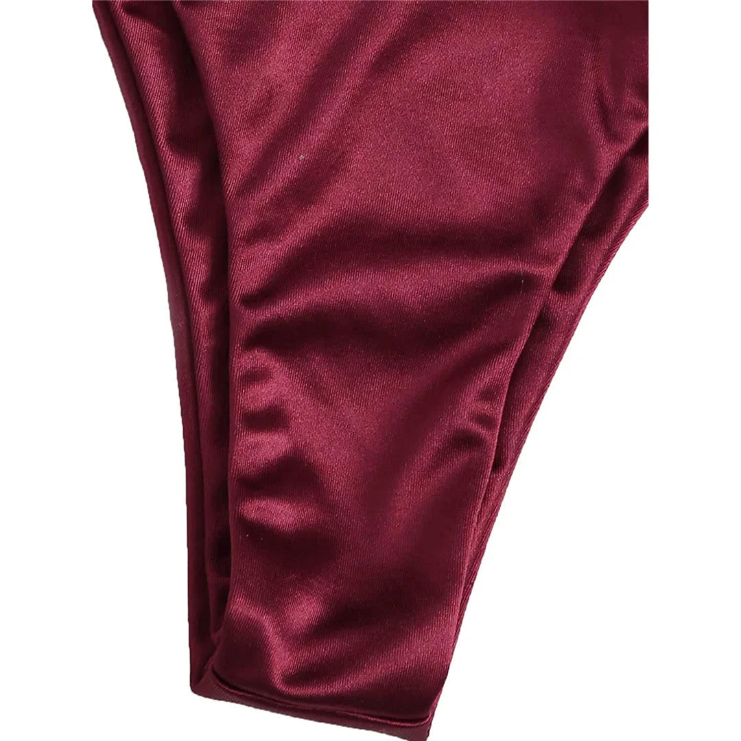 Halter Satin Brazilian Bikini Women Swimwear Female Swimsuit Two-piece Bikini set Bather Bathing Suit The Clothing Company Sydney