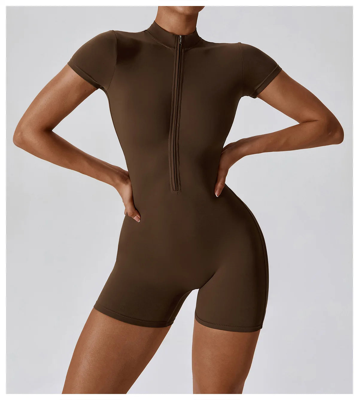 One Piece Jumpsuit Summer Short Sleeve Zipper Sports Wear Gym Fitness Bodysuits Women Dance Running Workout Clothes Yoga Suit The Clothing Company Sydney