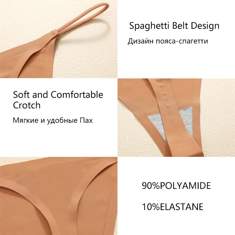 3 Pack Women Seamless Thongs Low Waist Bikini Panties Female Underpants T-back Underwear - The Clothing Company Sydney