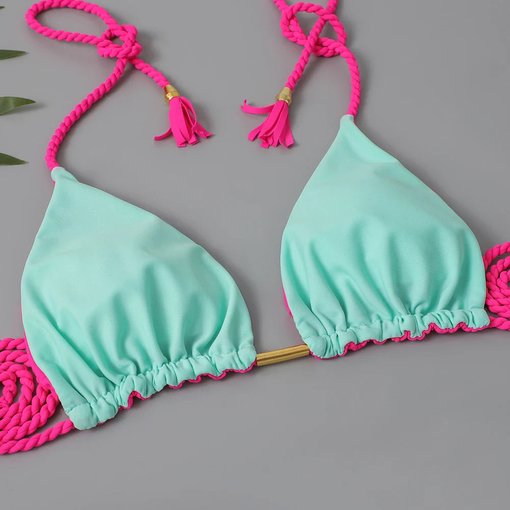 2 Piece Triangle String Bikini Swimsuit Tie Side Thong Swimwear Female Bathing Swimming Suit Summer Beachwear The Clothing Company Sydney