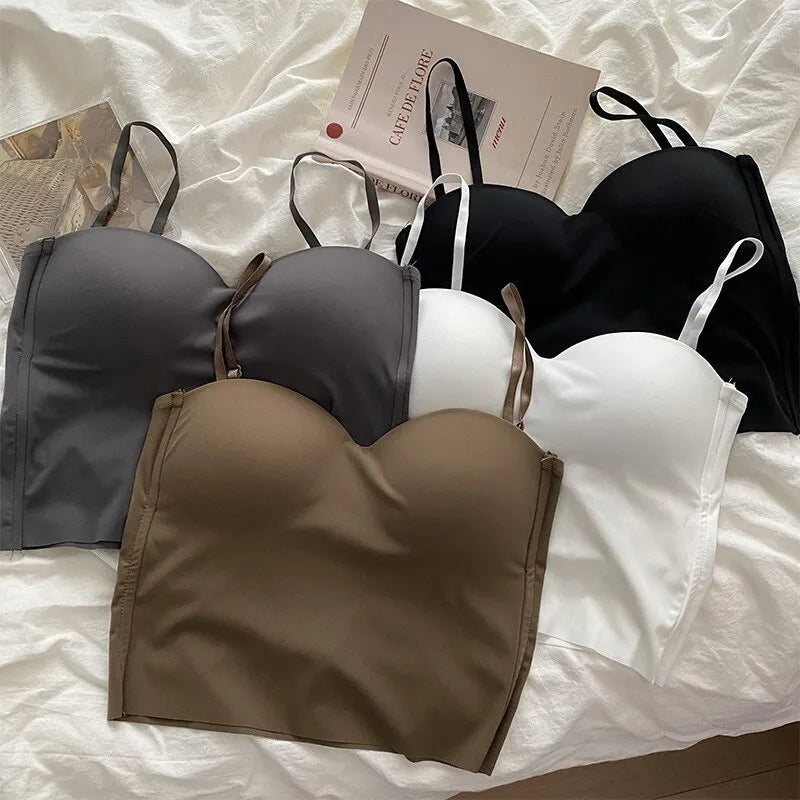 Women's Thin Section Double Straps Solid Colour Suspenders Inside Sports Vest Outer Wear Bra Top The Clothing Company Sydney