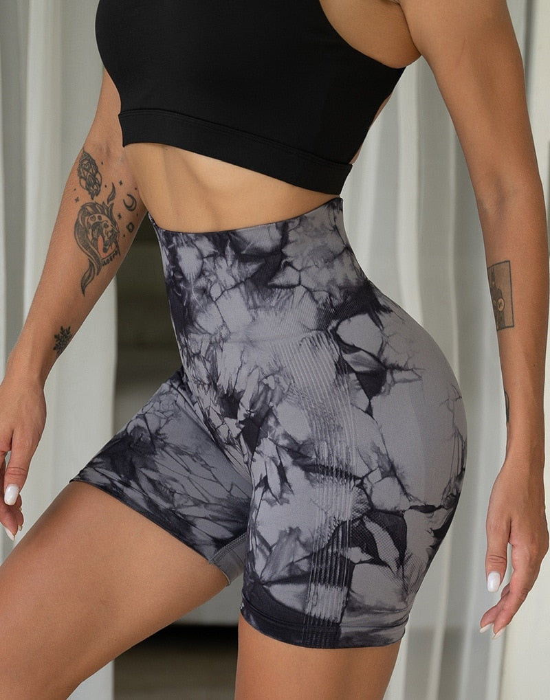 Tie Dye Yoga Shorts Marble Gym Shorts Women Push Up Sports Shorts Fitness Tights Breathable High Waist Booty Shorts The Clothing Company Sydney