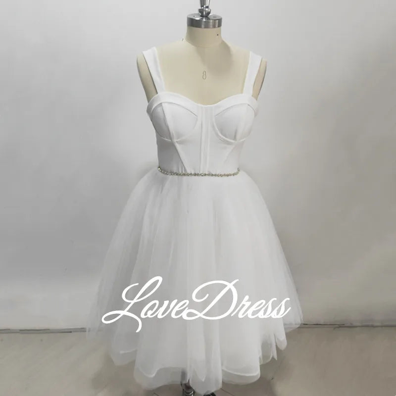A-Line Sweetheart Short Wedding Backless Tulle Bride Gown Sleeveless Zipper Bridal Dress The Clothing Company Sydney