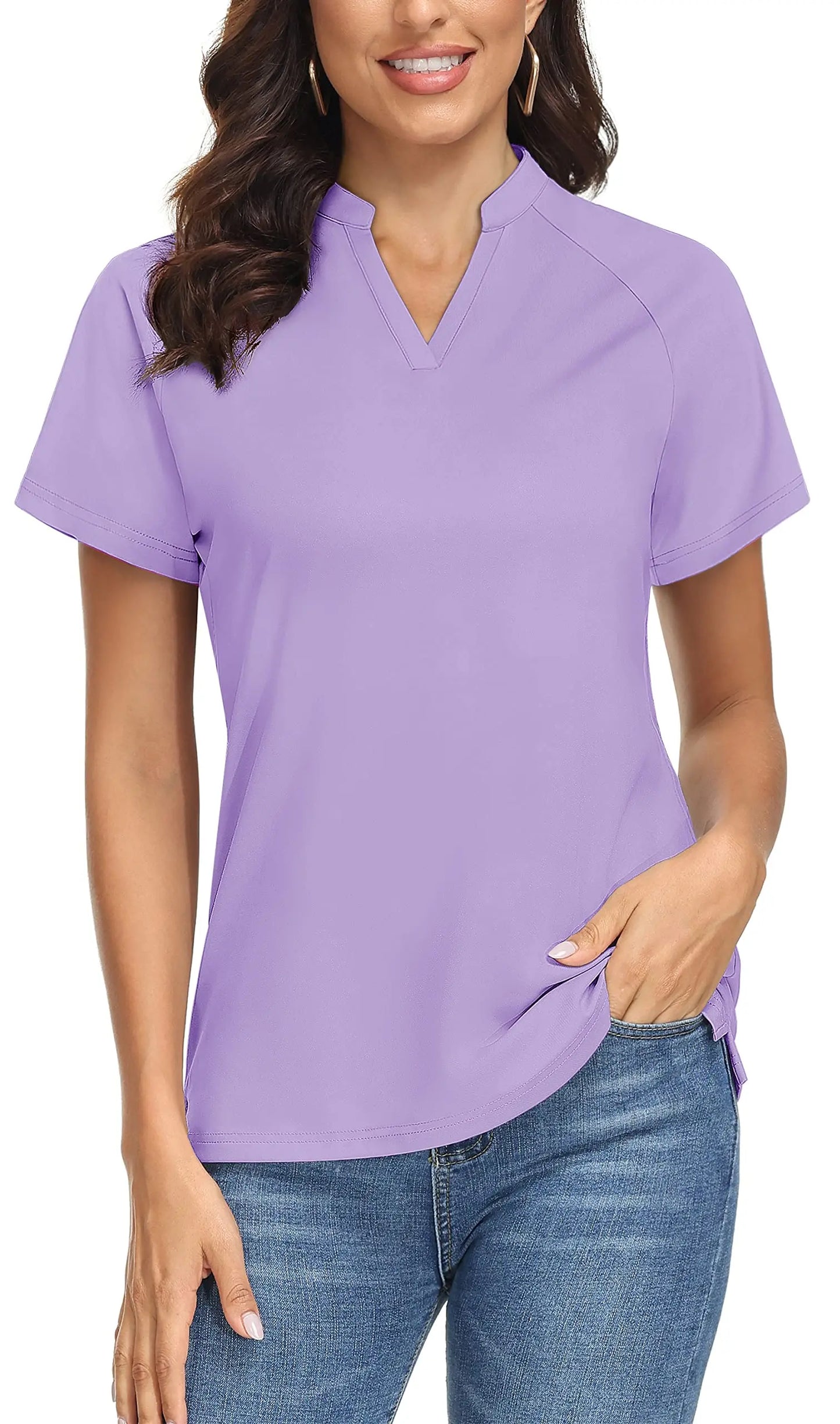 UPF 50+ V-neck Short Sleeve Golf Polo Shirts Women's Quick Dry Sun/UV Protection T-shirts Outdoor Sports Pullover Tops The Clothing Company Sydney