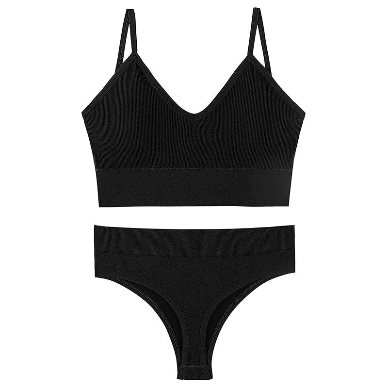 2 Piece French Soft Padded Top Ladies Set Seamless Bra Thong Low Waist Panties Wireless Backless Bralette Underwear The Clothing Company Sydney