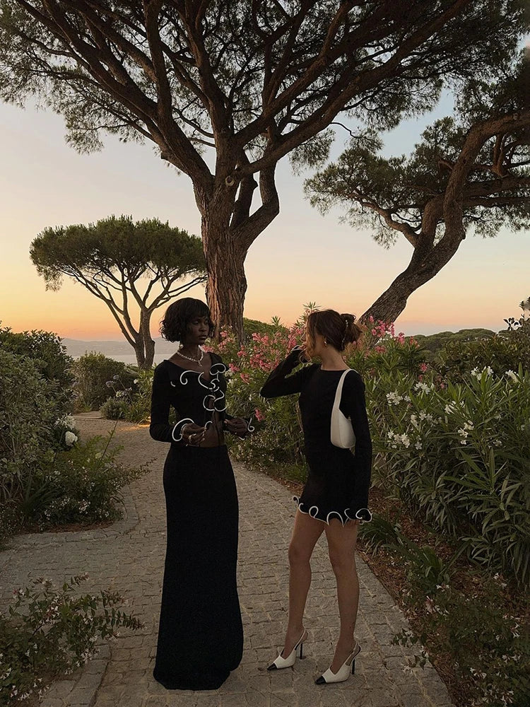 Autumn Knitted Mini Contrast Color Slim Sweater Dress Elegant Party  Long Sleeve Dress - The Clothing Company Sydney