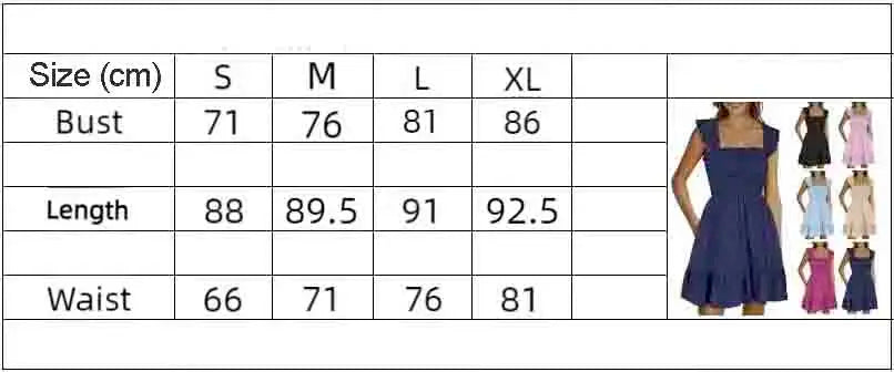 Womens Summer Casual Boho Sleeveless Backless Square Neck Smocked Ruffle Mini Dress A-Line Swing Sundress - The Clothing Company Sydney