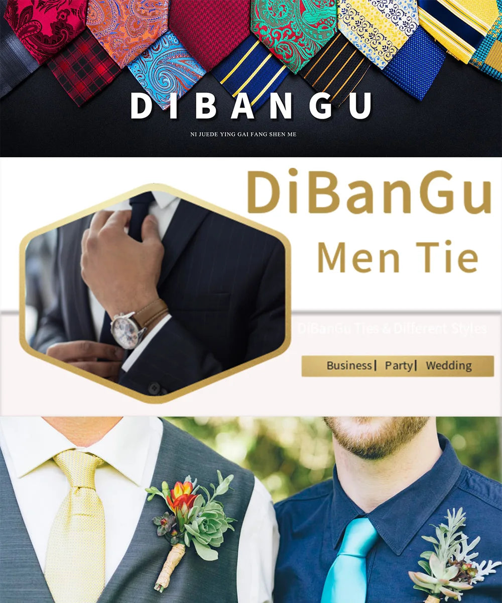 Yellow Striped Plaid Silk Ties For Men Handkerchief Cufflinks Brooch Pin Wedding Accessories Gift Set - The Clothing Company Sydney