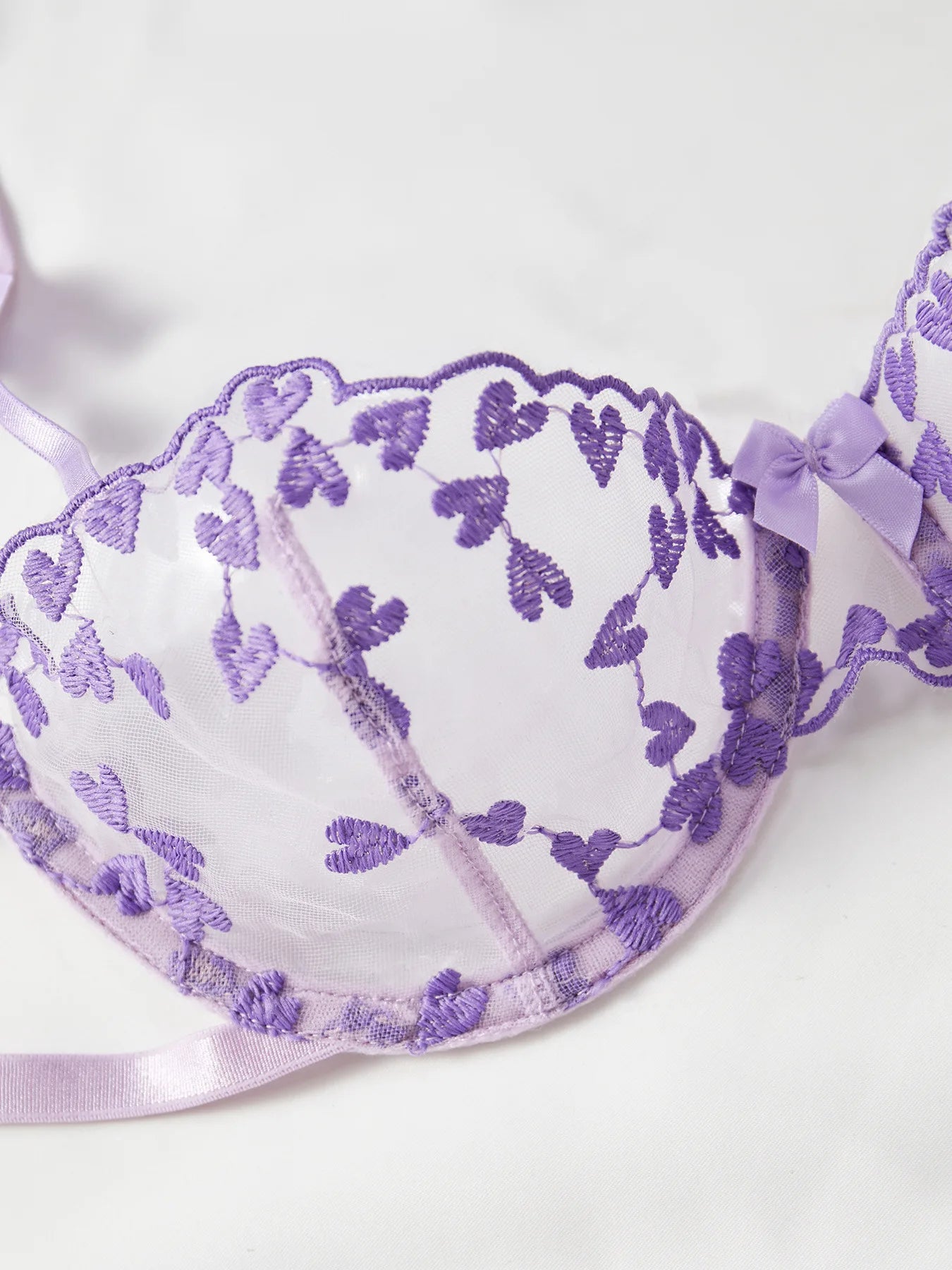Heart Shaped Embroidery 2 Piece Lace Lineries Outfit Set - The Clothing Company Sydney