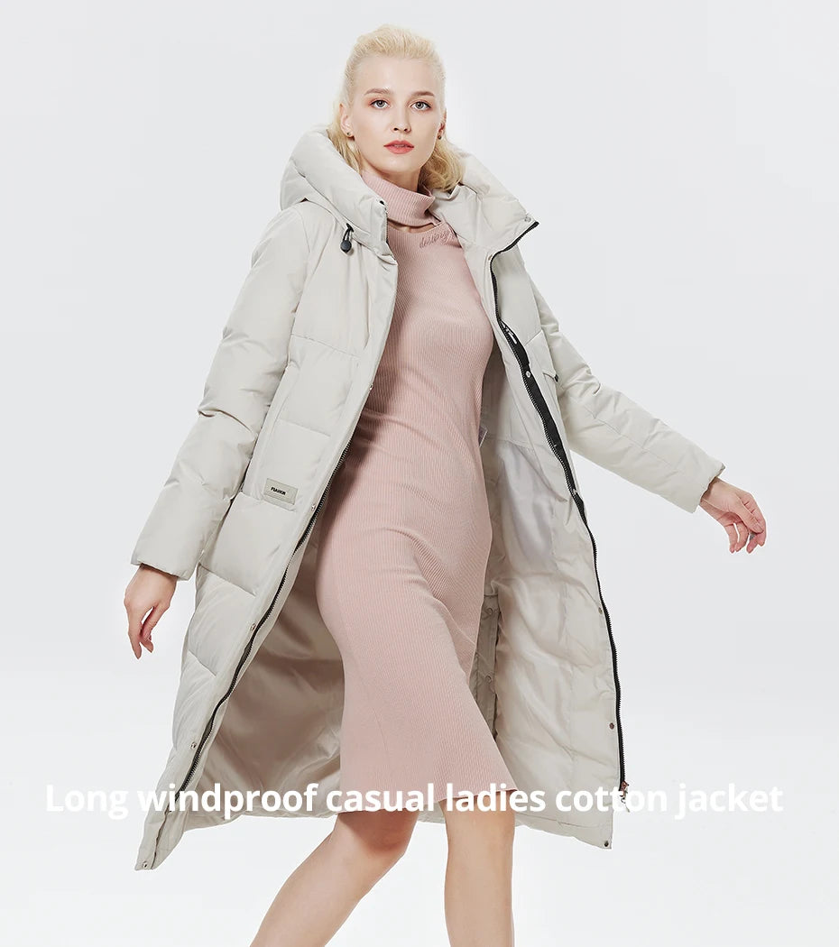 Women's Outwear Parka Super Long Warm And Windproof Zipper Cotton Coat Winter Jackets - The Clothing Company Sydney