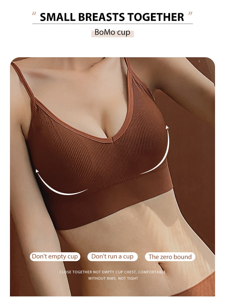 2 Piece French Soft Padded Top Ladies Set Seamless Bra Thong Low Waist Panties Wireless Backless Bralette Underwear The Clothing Company Sydney