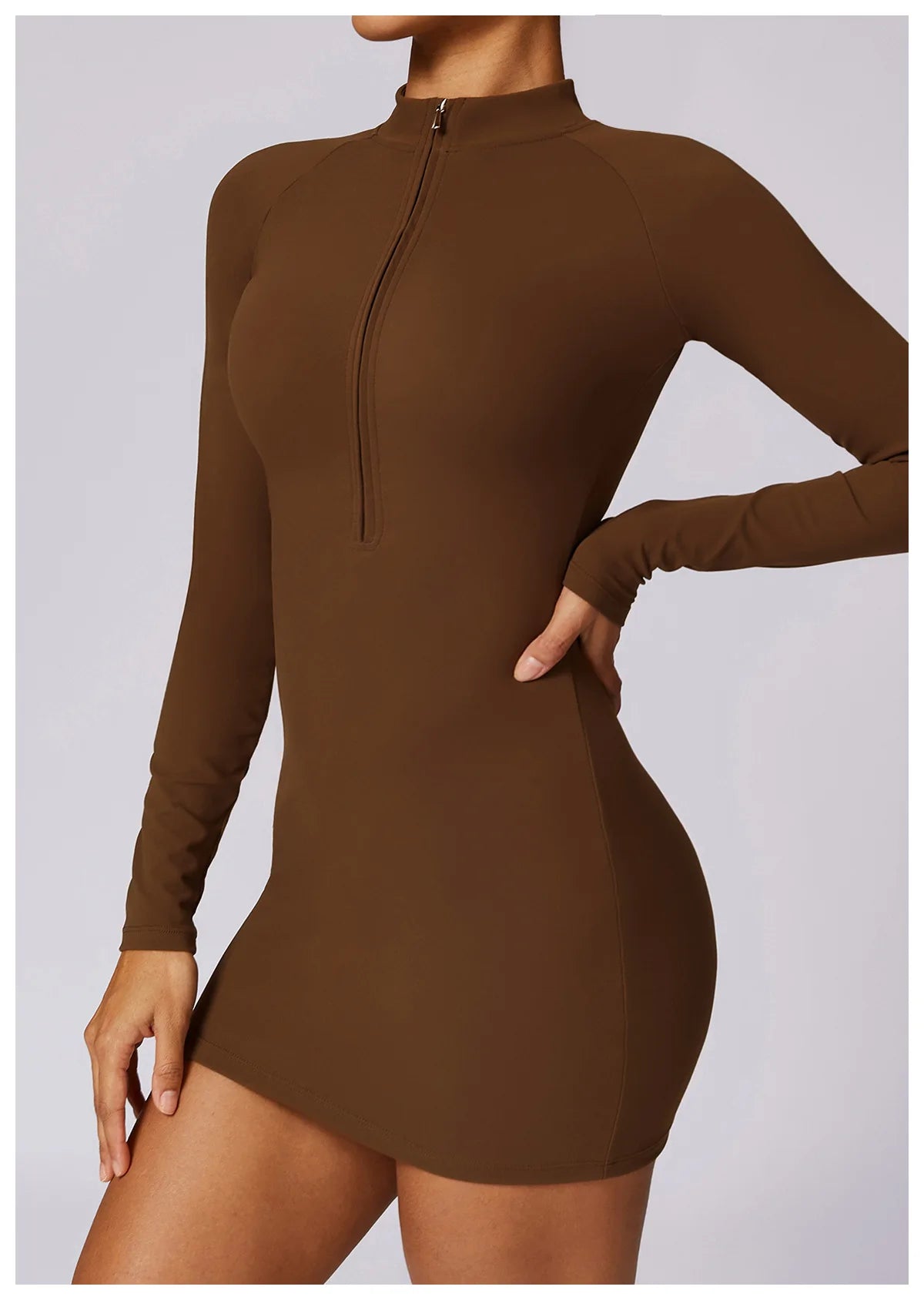 Zipper Long Sleeve JumpSuits Women Workout Tracksuit Short Skirt Sportswear Yoga Set Fitness Bodysuit Gym Clothes Yoga Suit - The Clothing Company Sydney