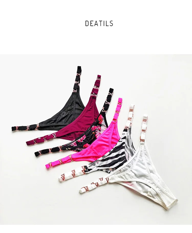 Seamless Thong Women's Underwear Briefs Panties Zebra Flower Low Rise Metal Buckle G String Bikini Undies The Clothing Company Sydney