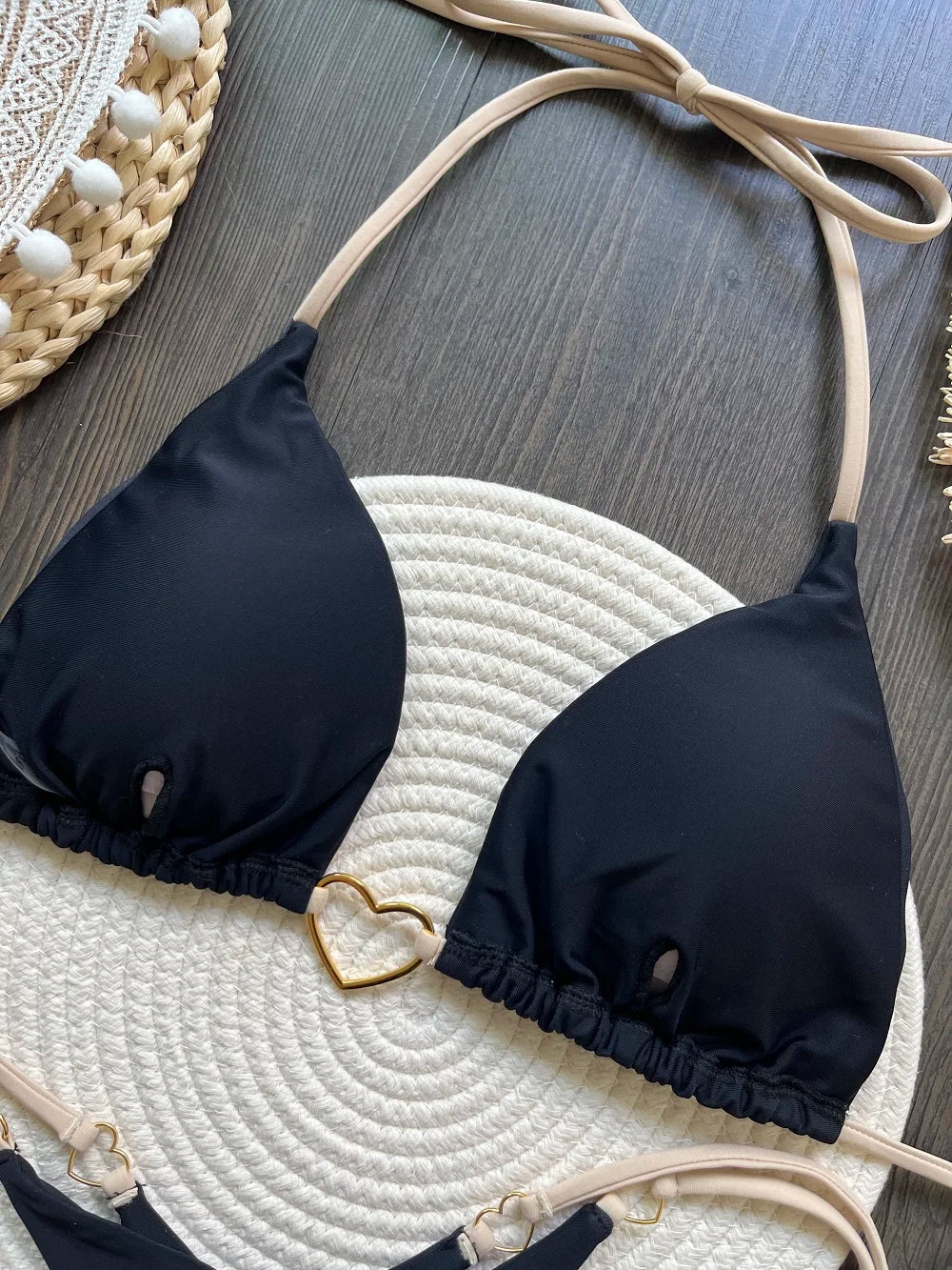 Halter Solid color Bikini Set Women's Swimsuit Two piece Triangle Thong Swimwear Bathing Suit The Clothing Company Sydney