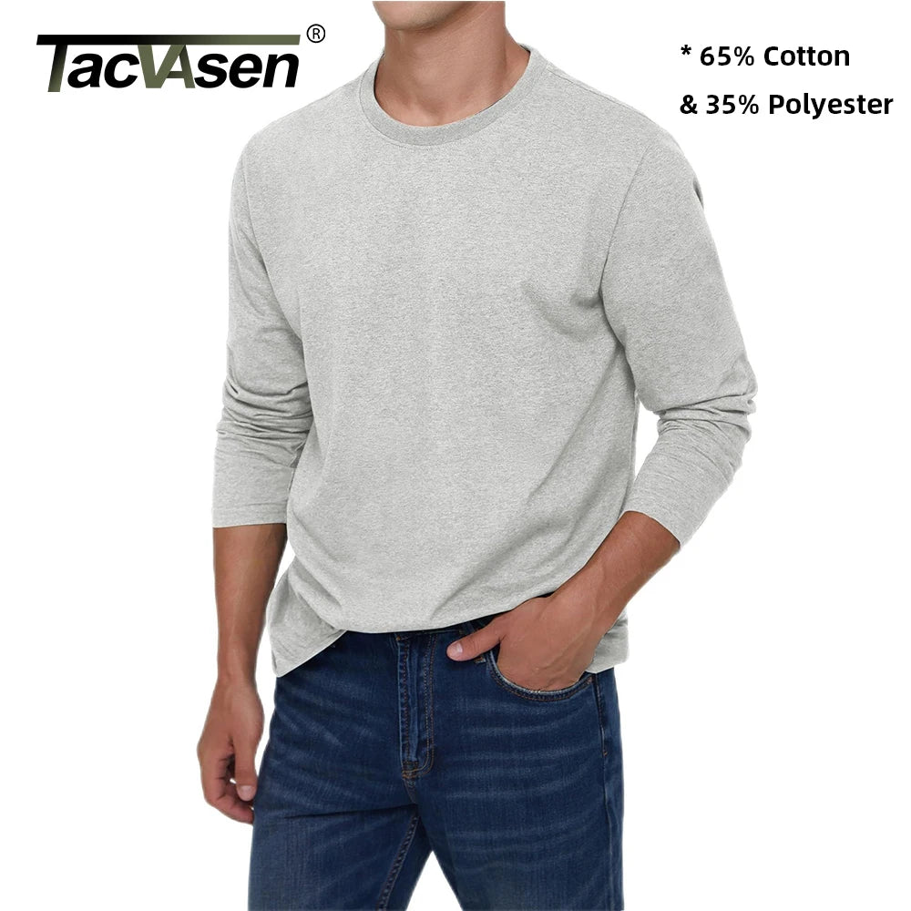 Long Sleeve Cotton T-shirt Mens Breathable Moisture Absorbing Casual T-shirt Spring Pullover Crew Neck Basic Tee Top The Clothing Company Sydney