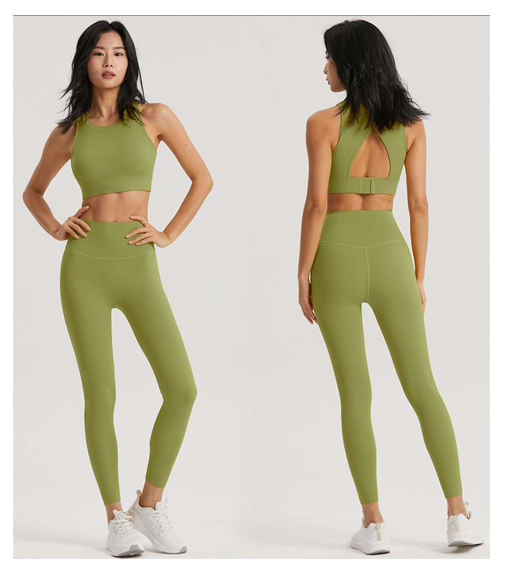 Women's Sportswear Yoga Set 2 Piece Gym Outfits Fitness Hollow Out Sports Bra and Leggings Suit Workout Clothes for Women Yoga Set The Clothing Company Sydney