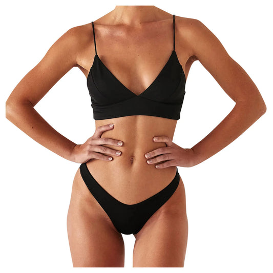 2 Piece Women's Push Up High Cut Bikini Set Two Piece Low Waist Swimsuit Fashion Swimming Set With Chest Pad Swimwear - The Clothing Company Sydney