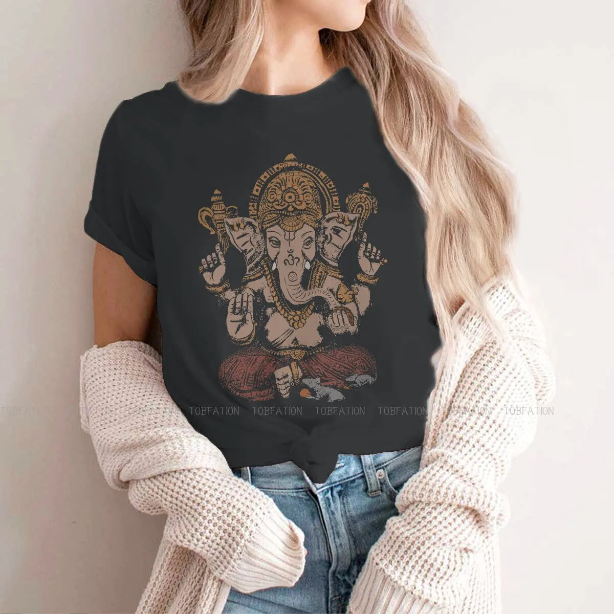 Women's Ganesha Art Girls T Shirt 3D Classic Female Tops Graphic Funny Tees Ladies Cotton T shirt - The Clothing Company Sydney
