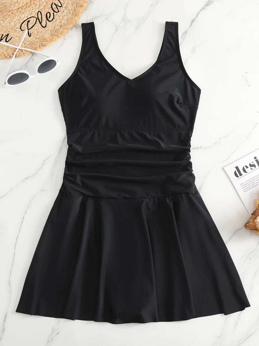 Printed Womens One Piece Swim Dress Padded Swimwear Bathers SwimSuit Beachwear - The Clothing Company Sydney