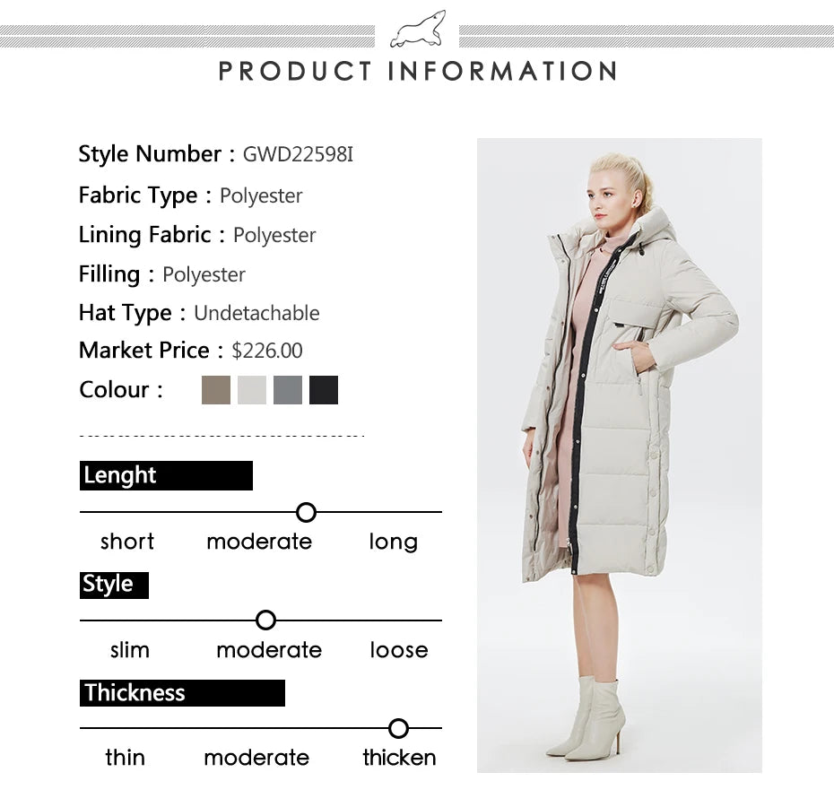 Women's Outwear Parka Super Long Warm And Windproof Zipper Cotton Coat Winter Jackets - The Clothing Company Sydney