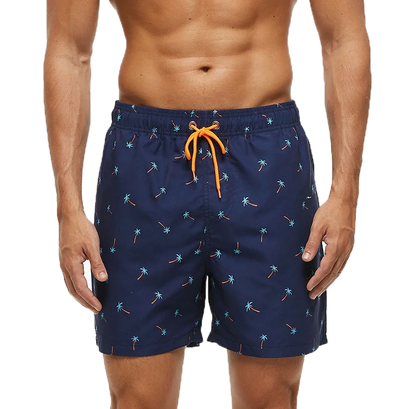 Summer Mens Swim Shorts Beach Quick Dry Printing Swimsuit Plus Size Mesh Liner Surfing Gym Board Shorts