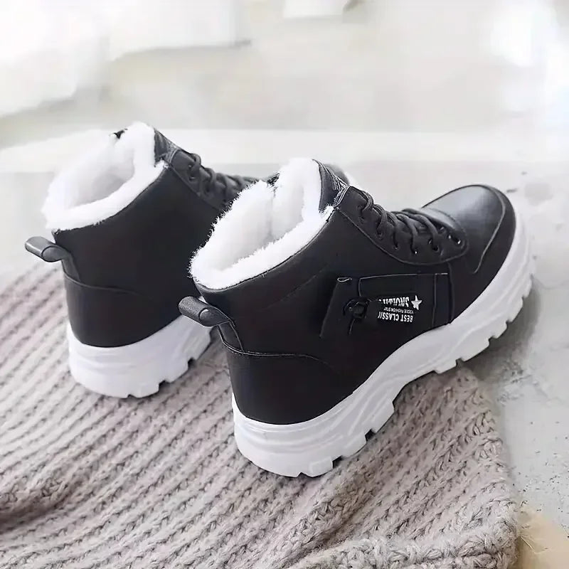 Women’s Winter High-Top Snow Boots – Warm Lace-Up Wedge Sneakers with Flannel Lining The Clothing Company Sydney