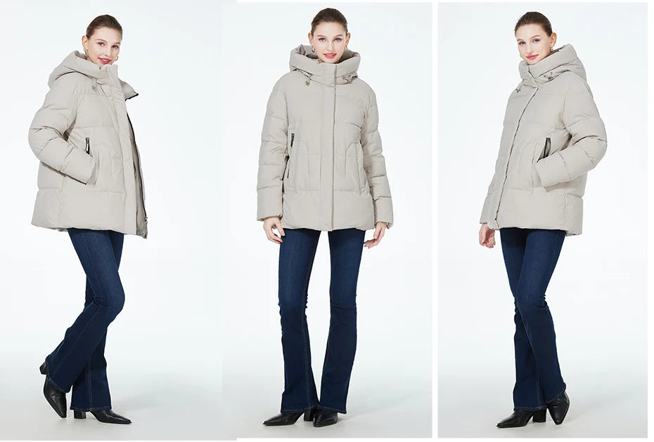 Women's Winter Jacket Warm Thicken Short Outwear Windproof Coat Long Sleeve Zipper Parka with Hood The Clothing Company Sydney
