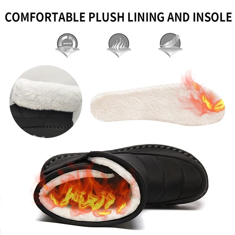 Non Slip Waterproof Snow Boots Women's Thick Plush Winter Ankle Boots Cotton Padded Shoes - The Clothing Company Sydney